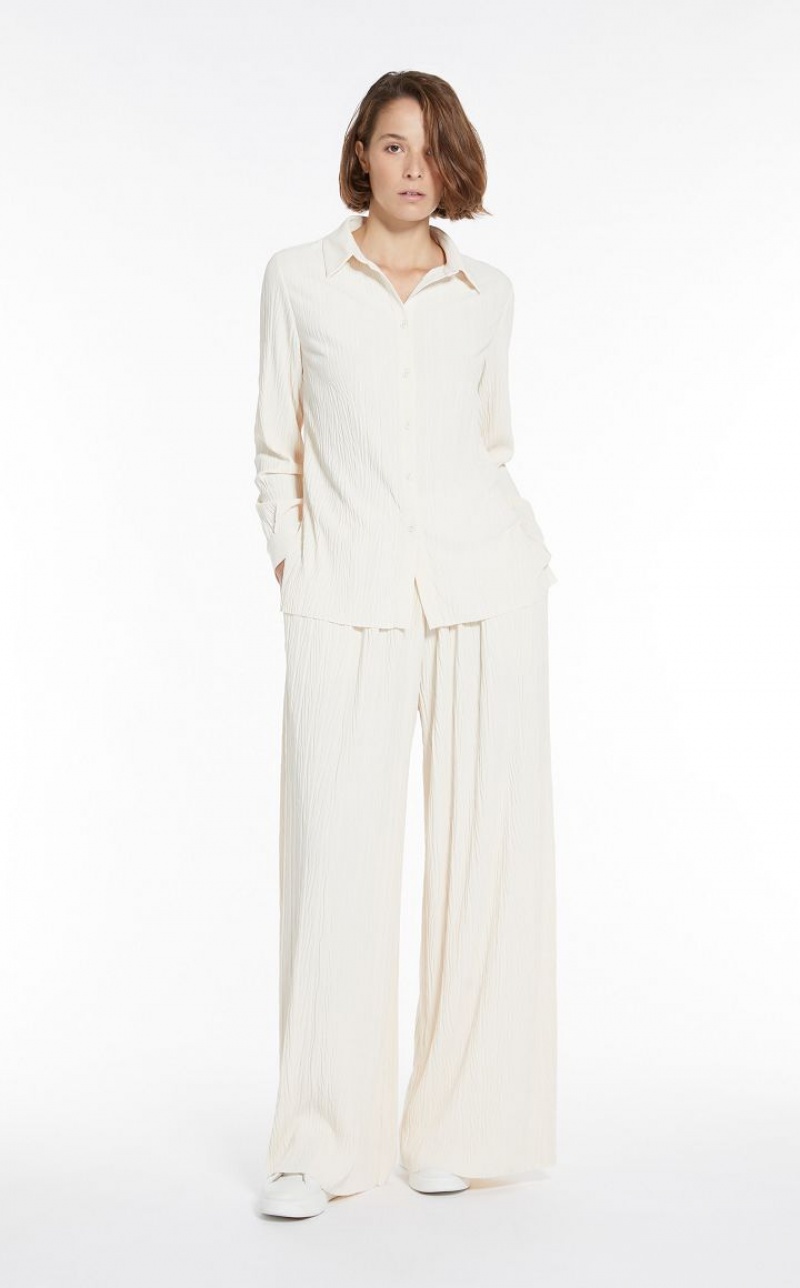 Tops Max Mara Pleated Jersey Branco | MMR593642