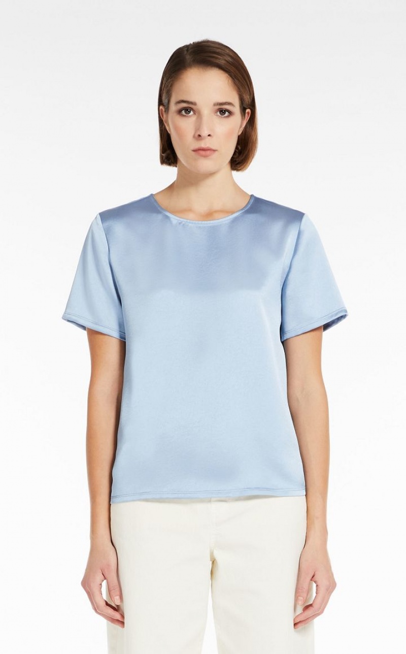 Tops Max Mara Satin And Jersey Luz Azuis | MMR593674