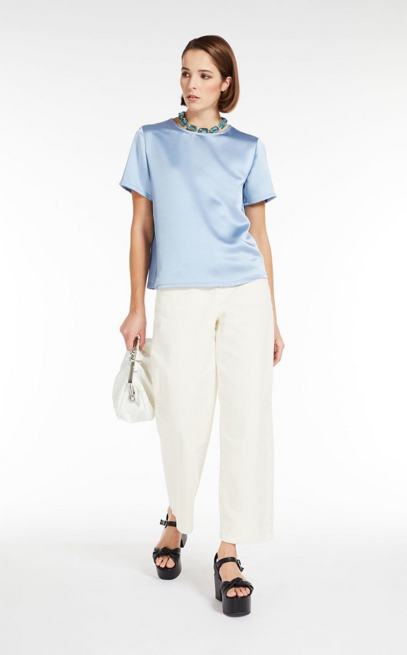 Tops Max Mara Satin And Jersey Luz Azuis | MMR593674