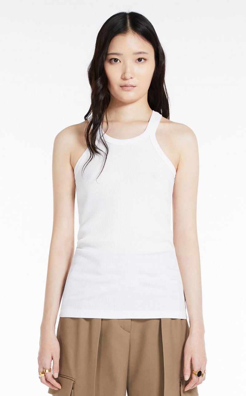 Tops Max Mara Silk-blend Jersey Vest Branco | MMR593650