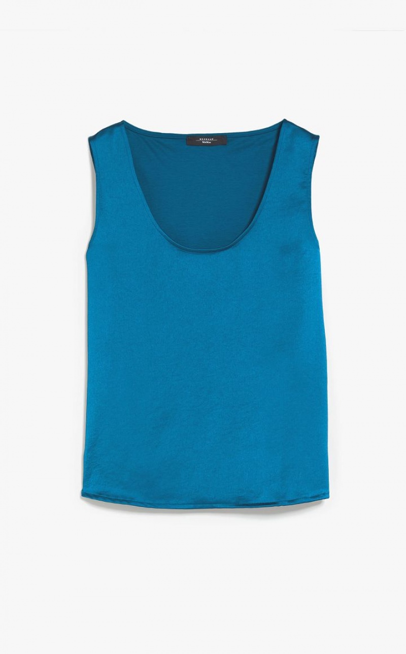 Tops Max Mara Straight-cut In Satin And Jersey Azul Claro | MMR593658