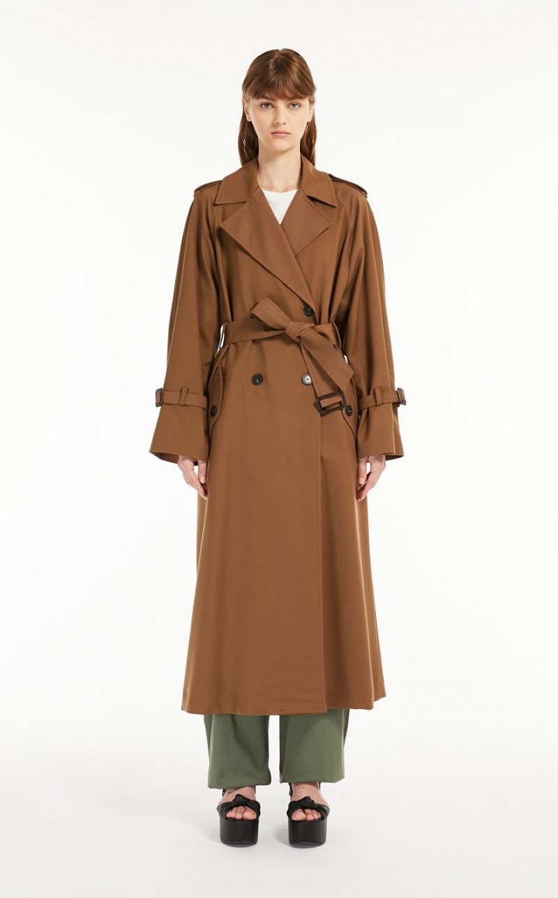 Trench Max Mara Belted In Showerproof Fabric Marrom | MMR593941