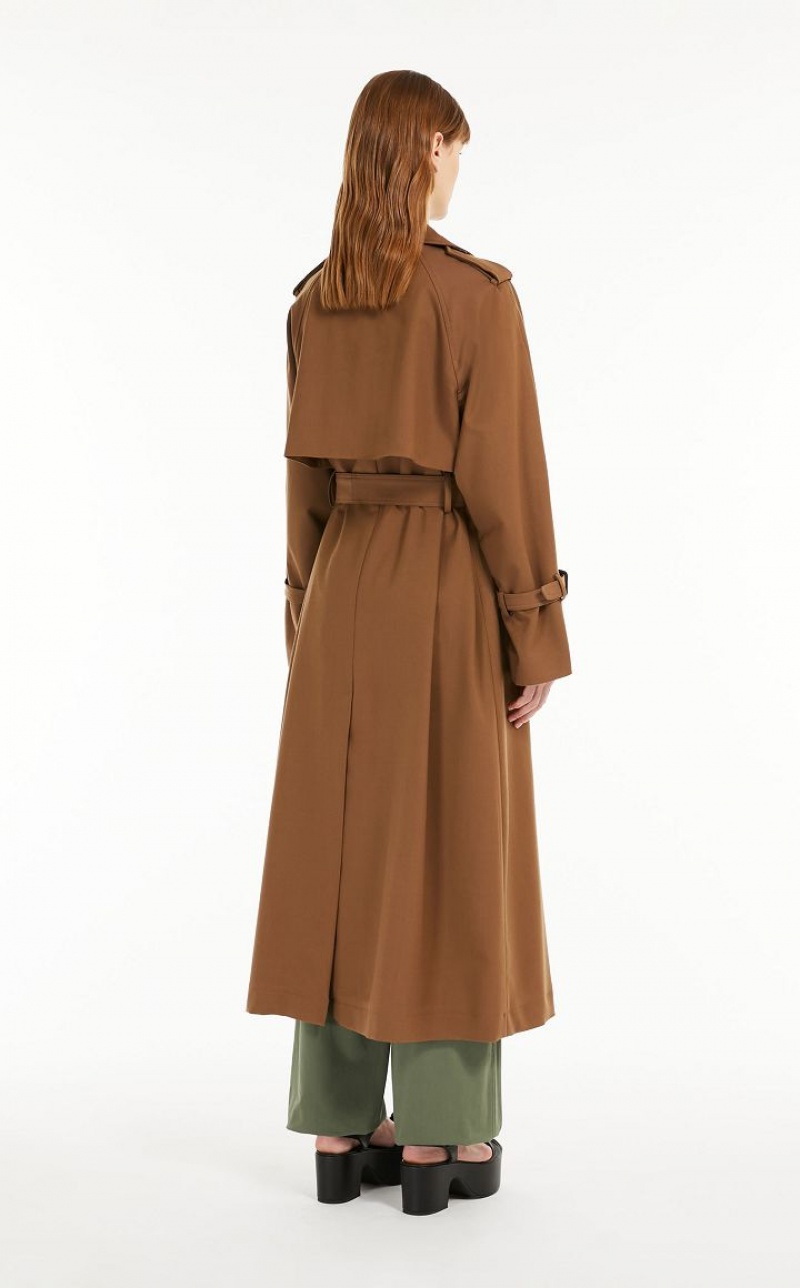 Trench Max Mara Belted In Showerproof Fabric Marrom | MMR593941