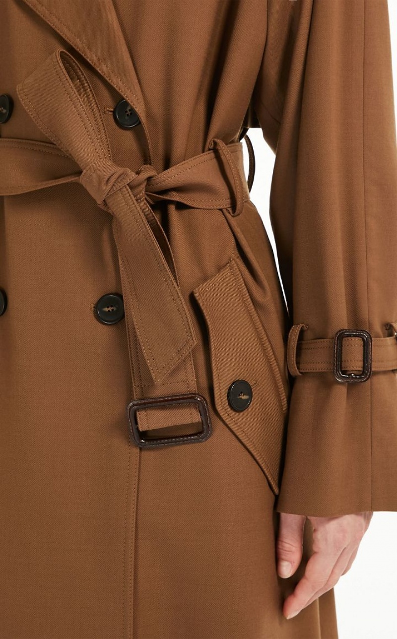 Trench Max Mara Belted In Showerproof Fabric Marrom | MMR593941