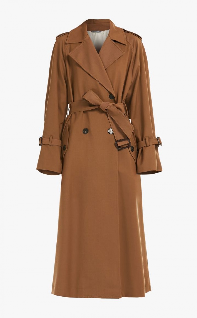 Trench Max Mara Belted In Showerproof Fabric Marrom | MMR593941