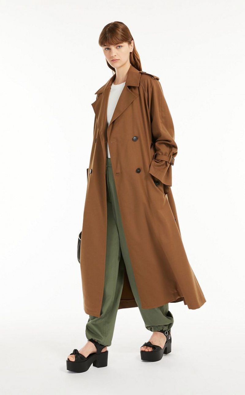 Trench Max Mara Belted In Showerproof Fabric Marrom | MMR593941