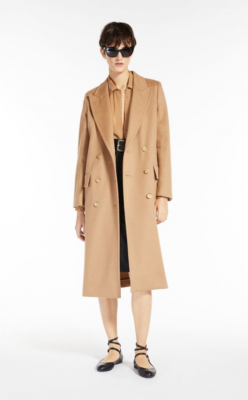 Trench Max Mara Double-breasted Camel Bege | MMR593945