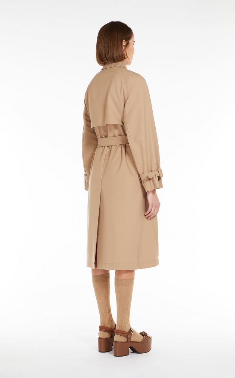 Trench Max Mara Double-breasted In Showerproof Fabric Marrom | MMR593943