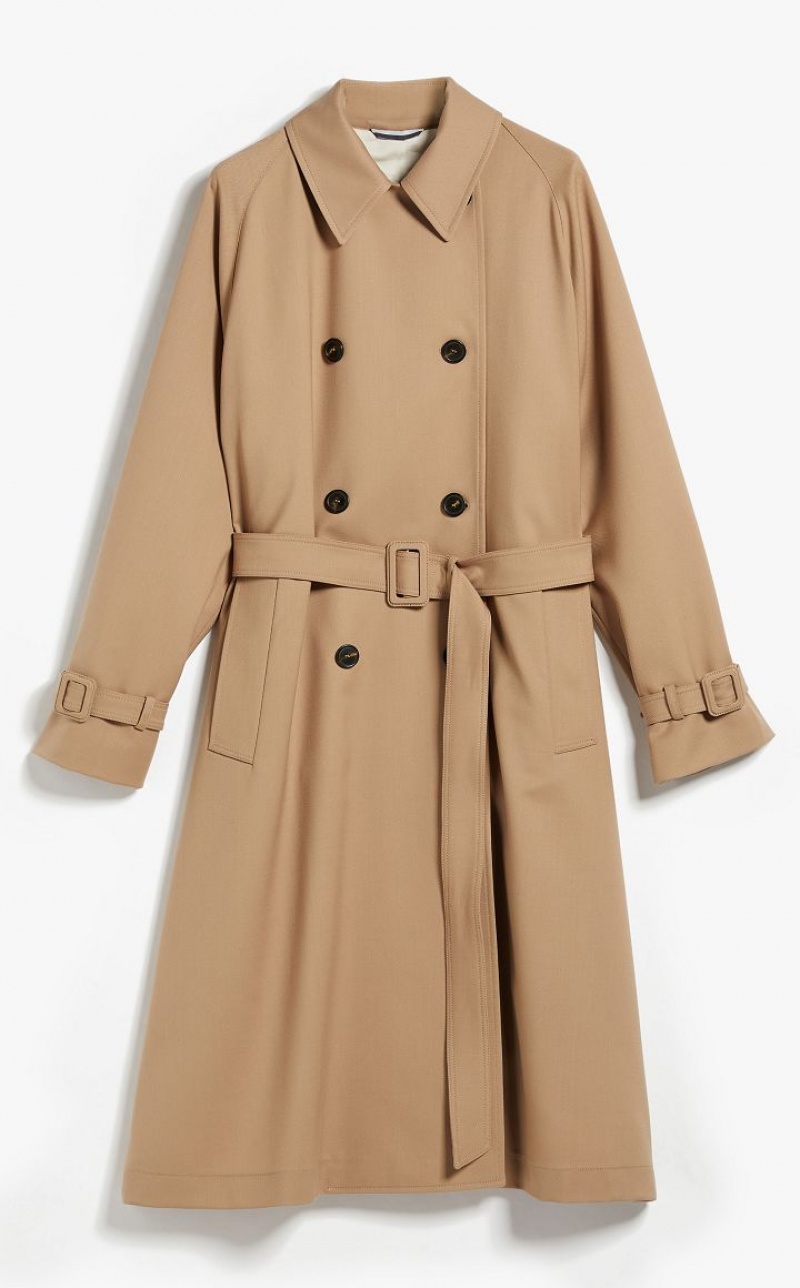 Trench Max Mara Double-breasted In Showerproof Fabric Marrom | MMR593943