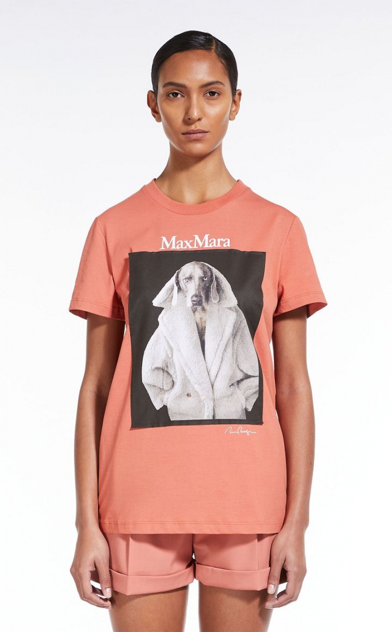 T-shirt Max Mara Cotton With Wegman Print Rosa | MMR593660