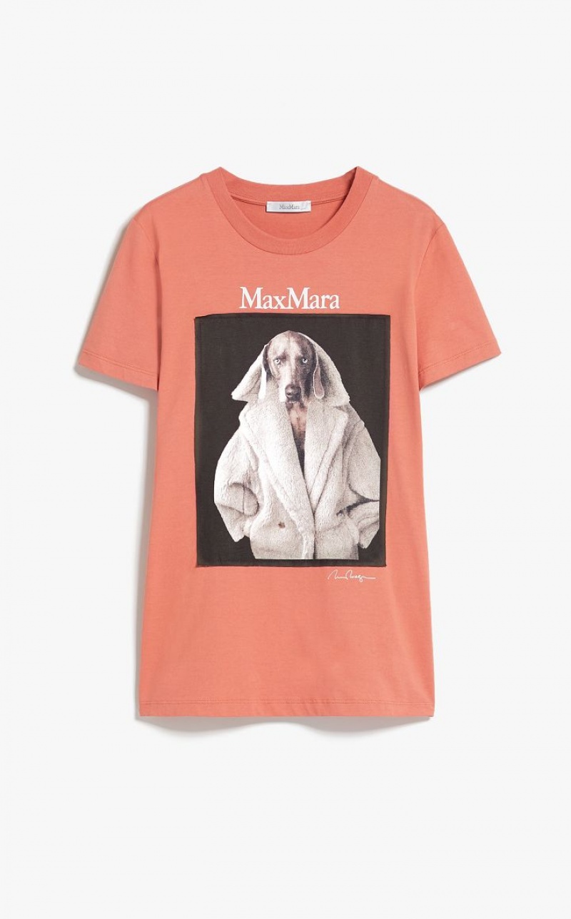 T-shirt Max Mara Cotton With Wegman Print Rosa | MMR593660