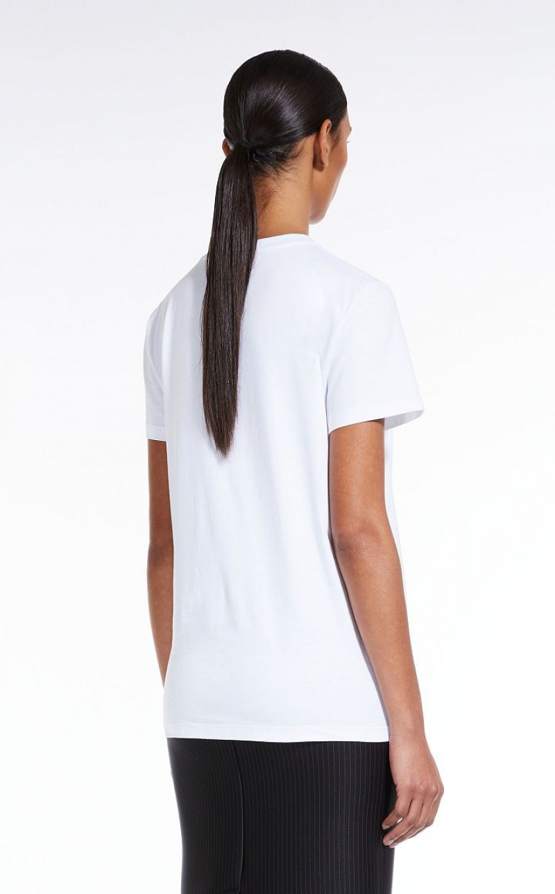 T-shirt Max Mara Cotton With Wegman Print Branco | MMR593665