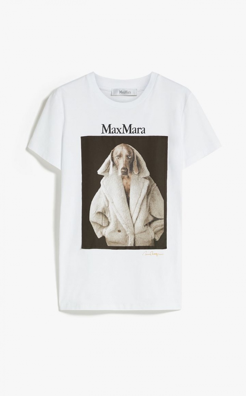 T-shirt Max Mara Cotton With Wegman Print Branco | MMR593665