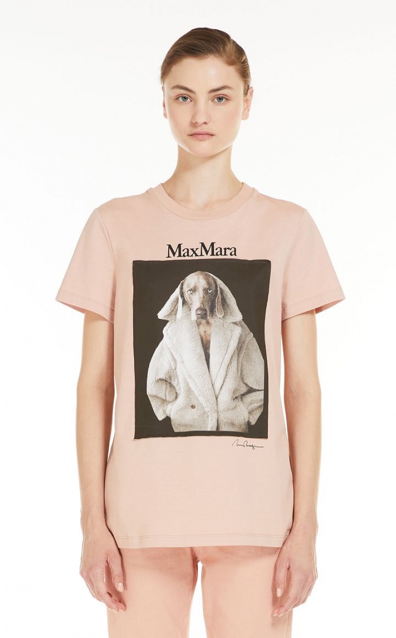 T-shirt Max Mara Cotton With Wegman Print Rosa | MMR593669