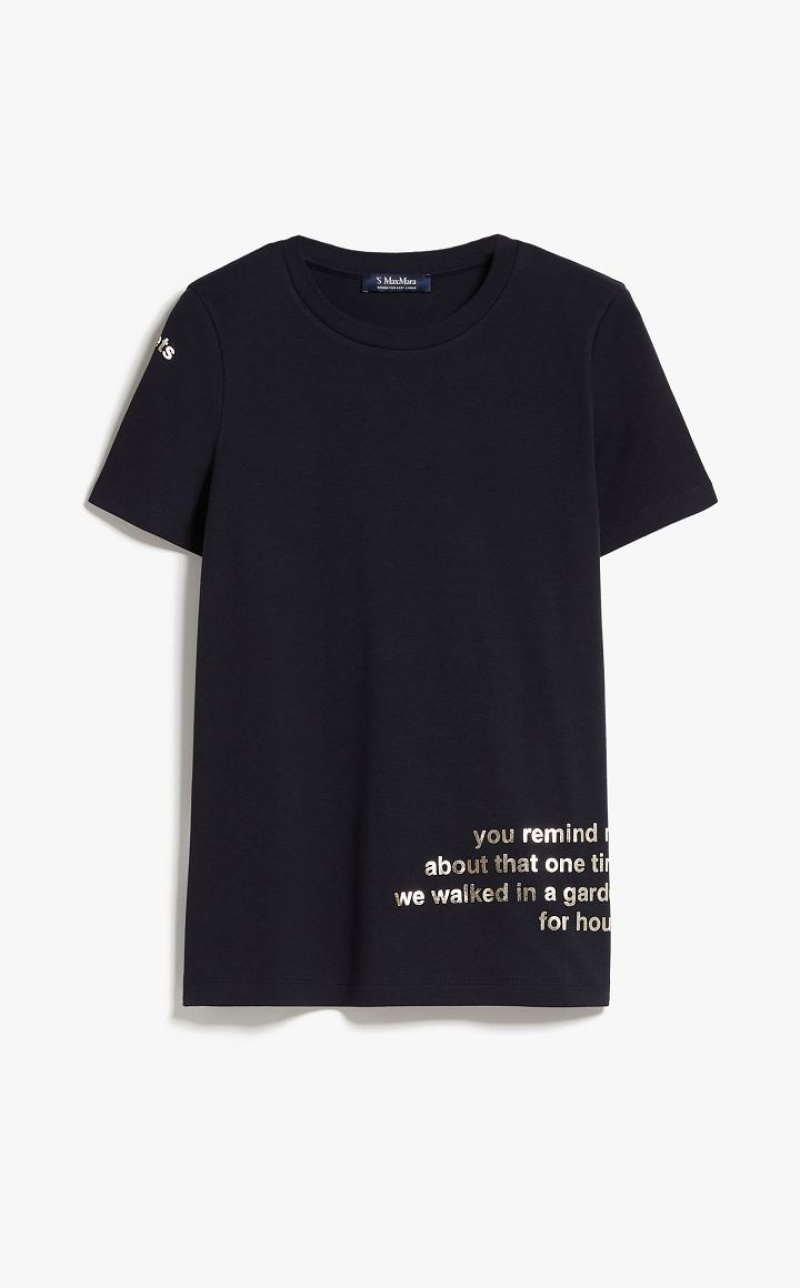 T-shirt Max Mara Printed Cotton Azul Marinho | MMR593654