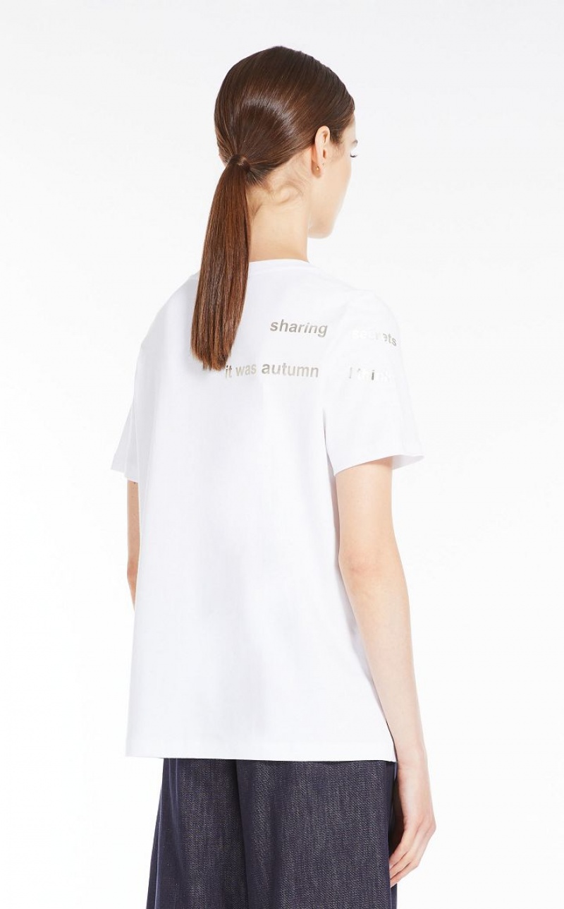 T-shirt Max Mara Printed Cotton Branco | MMR593641