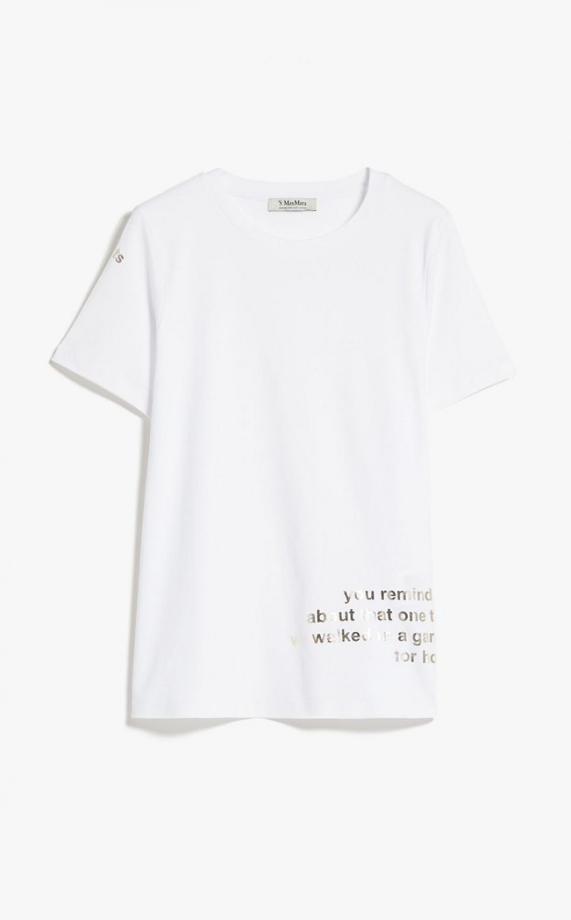 T-shirt Max Mara Printed Cotton Branco | MMR593641