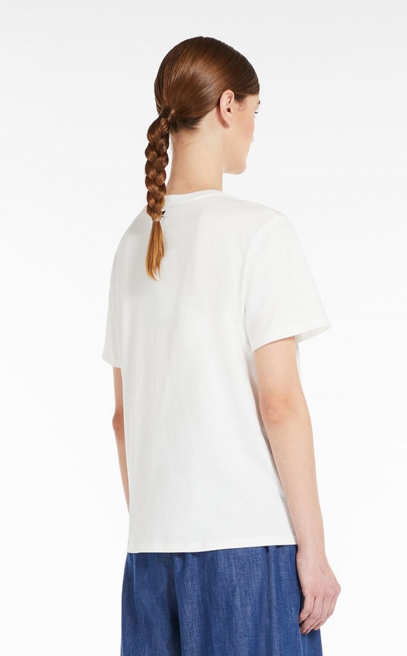 T-shirt Max Mara Printed Jersey Branco | MMR593636