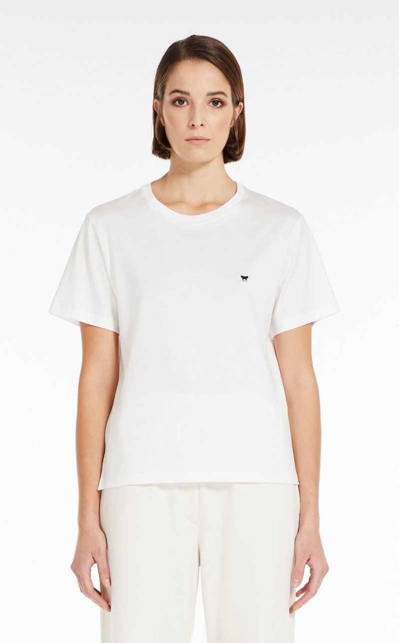 T-shirt Max Mara Round-neck Jersey Branco | MMR593646