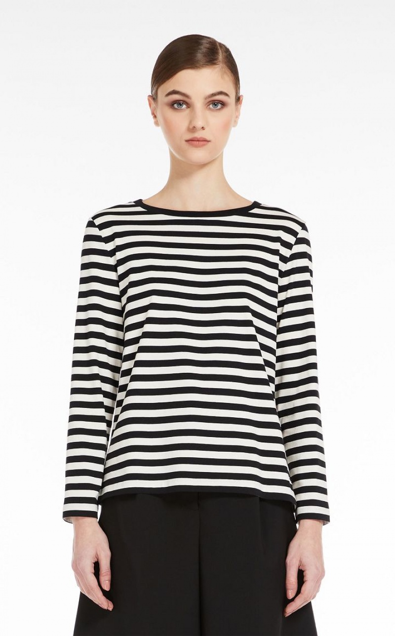 T-shirt Max Mara Striped Jersey Branco | MMR593678