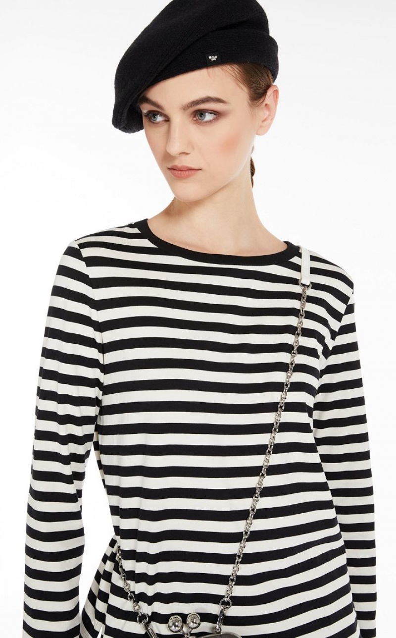 T-shirt Max Mara Striped Jersey Branco | MMR593678