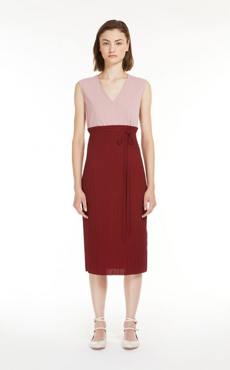 Vestidos Max Mara Belted Sheath In Jersey Fabric Fucsia | MMR593296