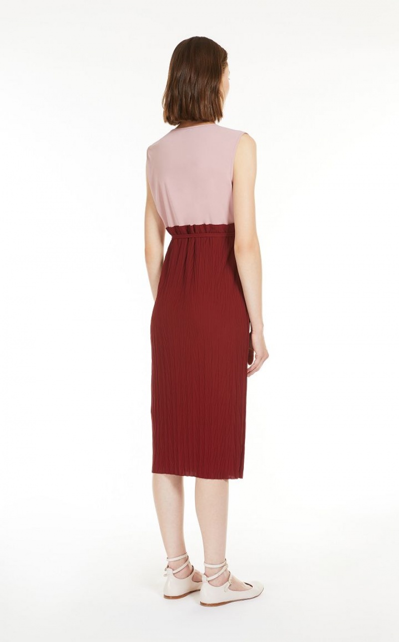 Vestidos Max Mara Belted Sheath In Jersey Fabric Fucsia | MMR593296