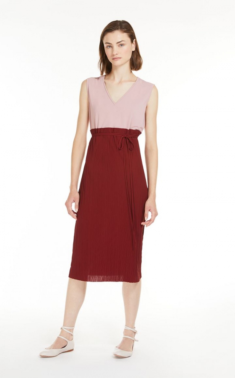 Vestidos Max Mara Belted Sheath In Jersey Fabric Fucsia | MMR593296