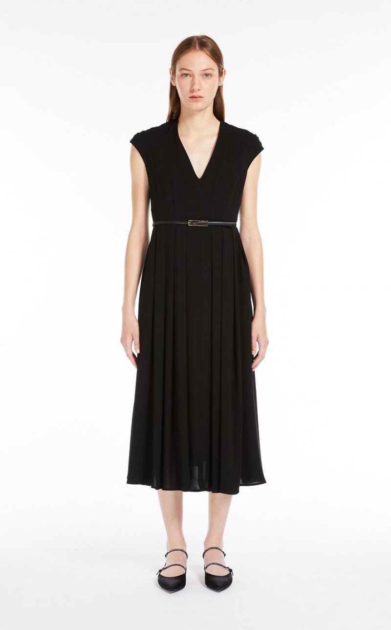 Vestidos Max Mara Cady Belted Pretas | MMR593349