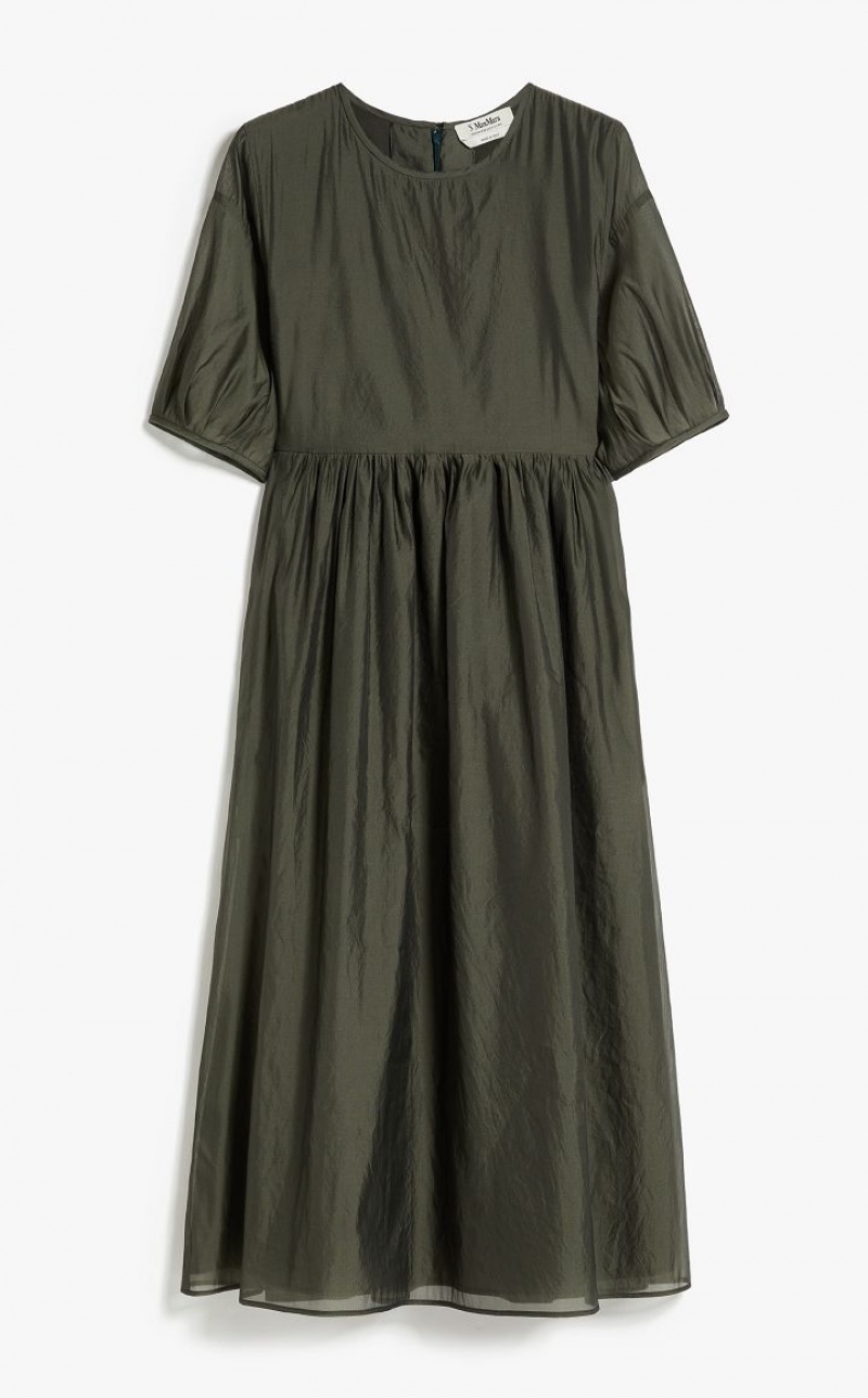 Vestidos Max Mara Cotton And Silk Organza Cinzentas Escuro Verdes | MMR593413