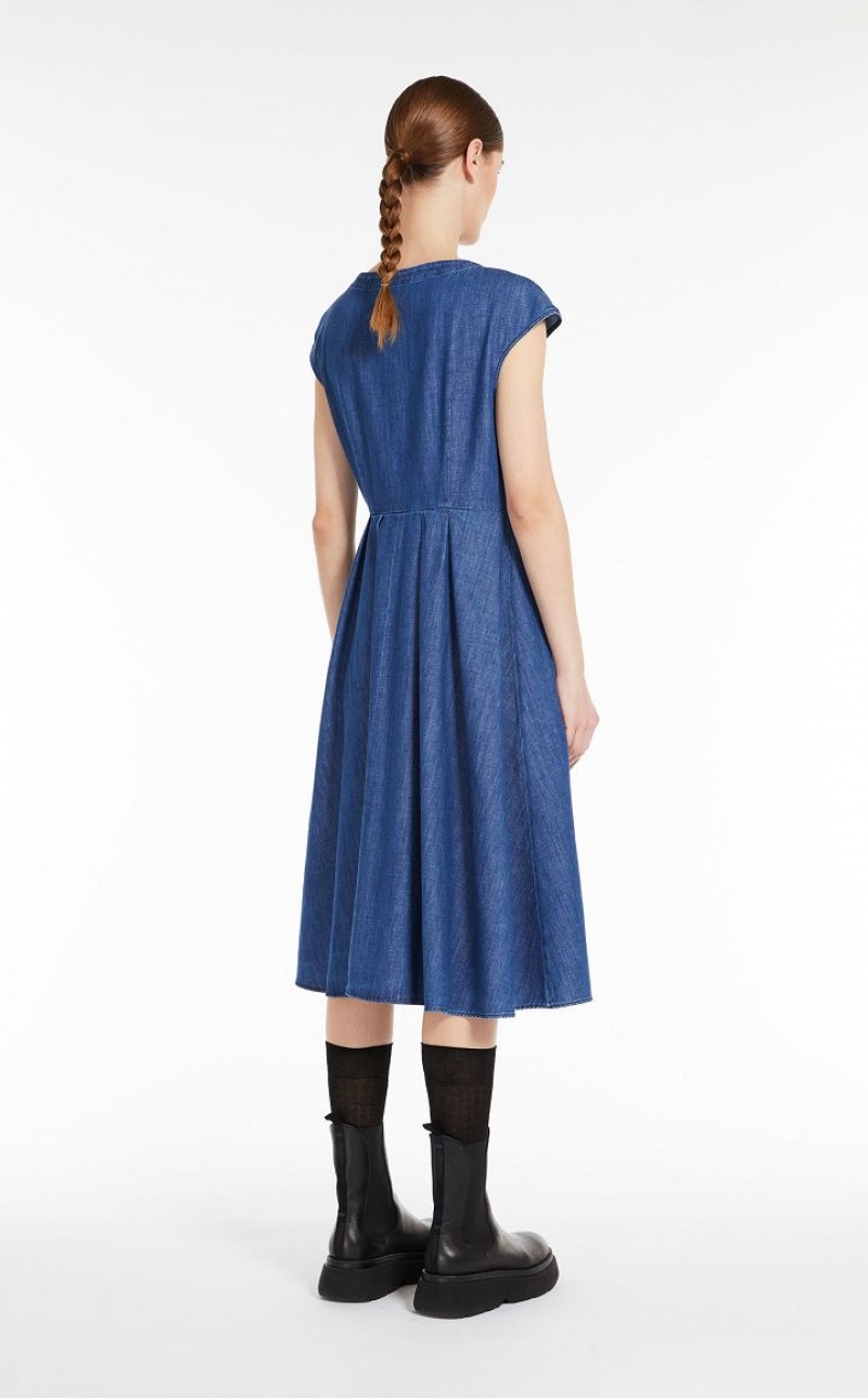 Vestidos Max Mara Denim Wrap Azul Marinho | MMR593391