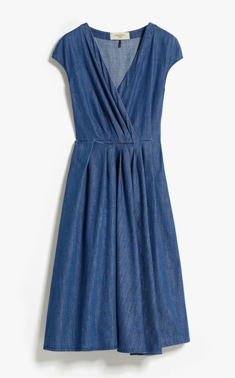 Vestidos Max Mara Denim Wrap Azul Marinho | MMR593391