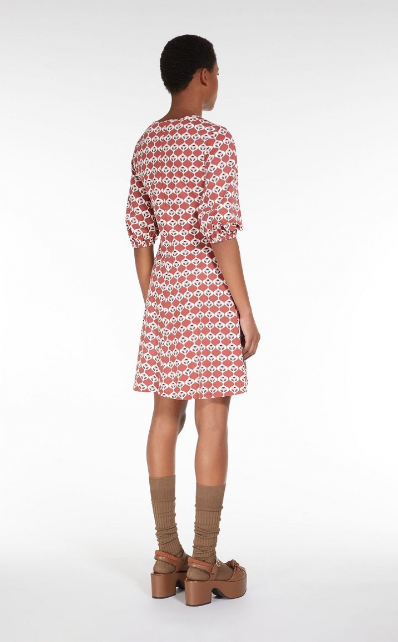 Vestidos Max Mara Flared In Printed Jersey Vermelhas | MMR593380