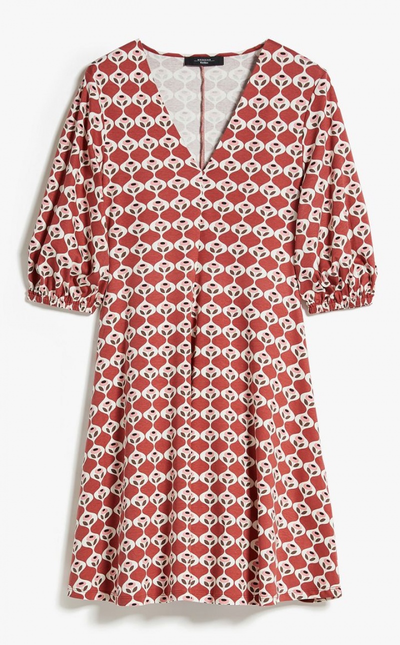 Vestidos Max Mara Flared In Printed Jersey Vermelhas | MMR593380