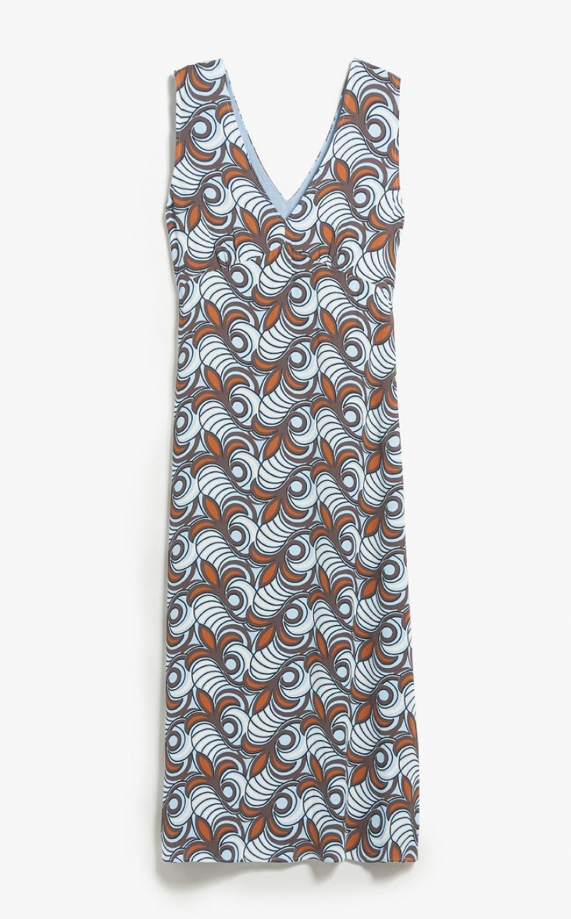 Vestidos Max Mara Flared In Printed Satin Marrom | MMR593367