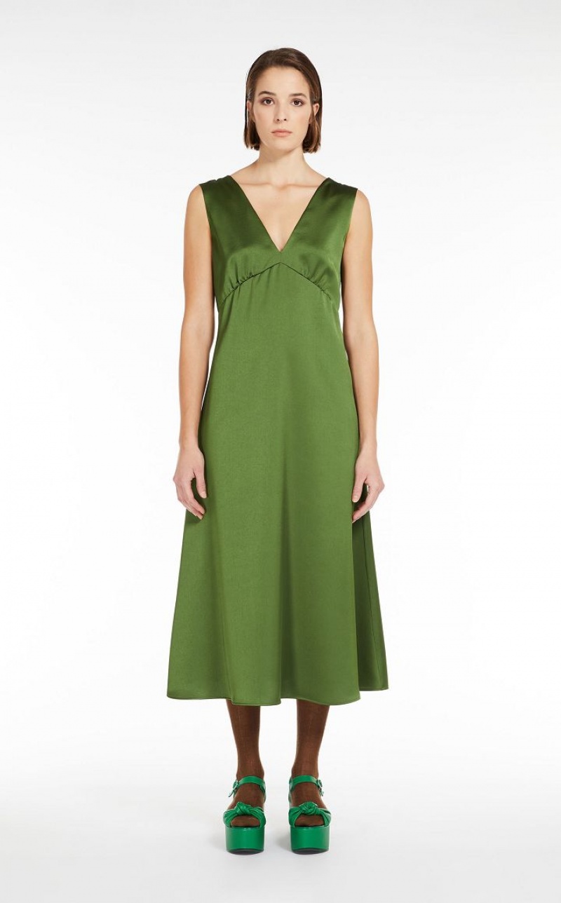 Vestidos Max Mara Flared Satin Verdes | MMR593397