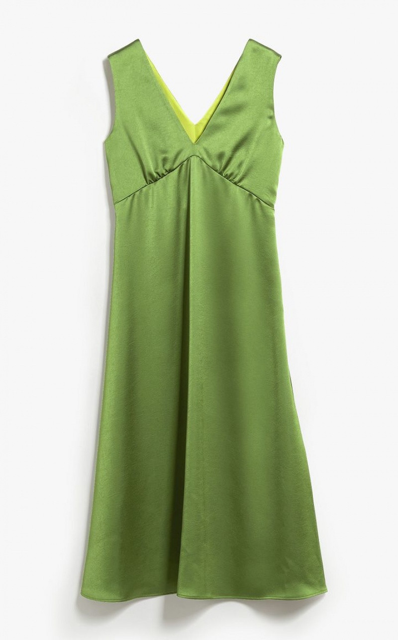 Vestidos Max Mara Flared Satin Verdes | MMR593397