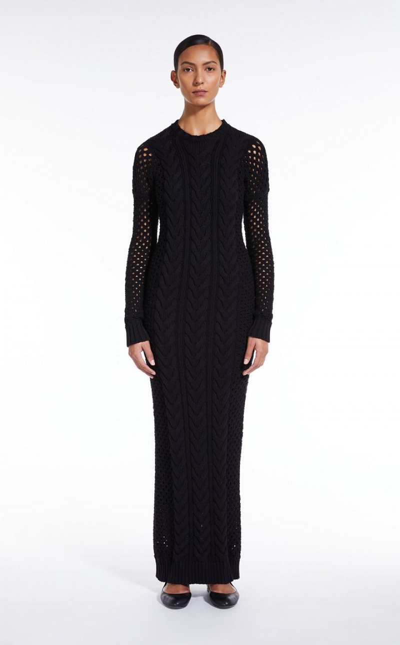 Vestidos Max Mara Knitted With Openwork Sleeves Pretas | MMR593362