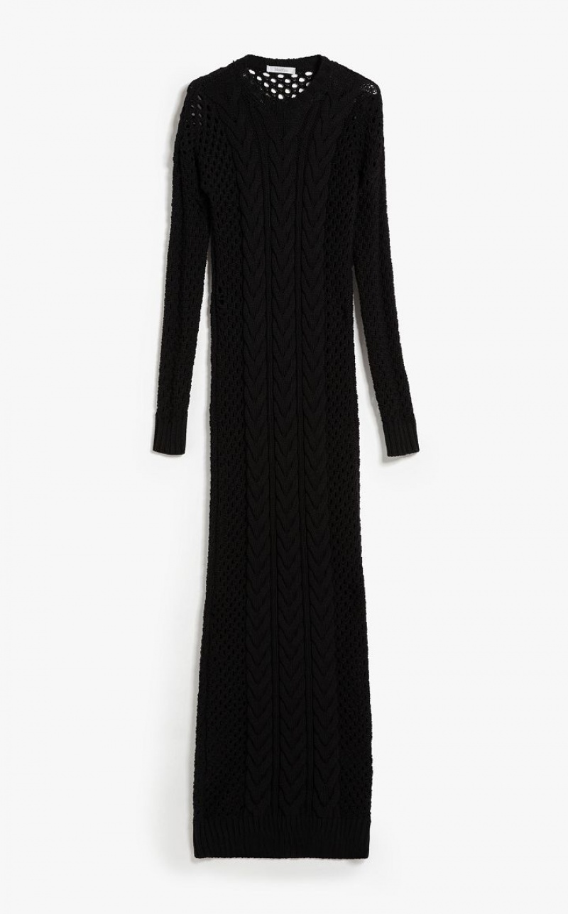 Vestidos Max Mara Knitted With Openwork Sleeves Pretas | MMR593362