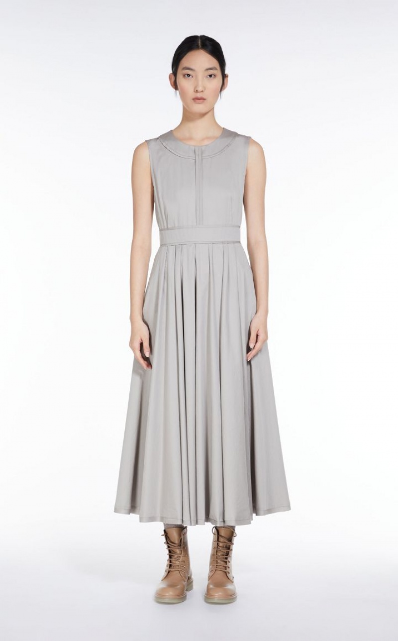 Vestidos Max Mara Long Cotton Satin Luz Cinzentas | MMR593376