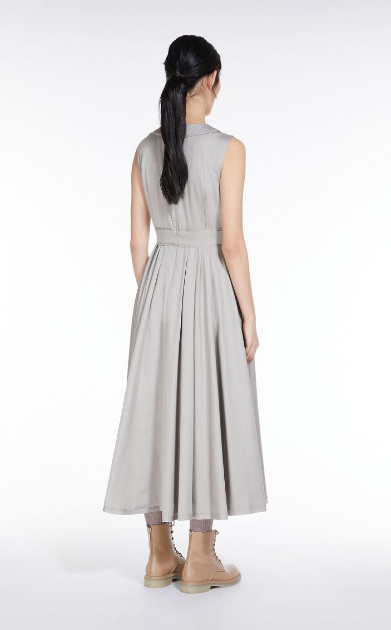 Vestidos Max Mara Long Cotton Satin Luz Cinzentas | MMR593376