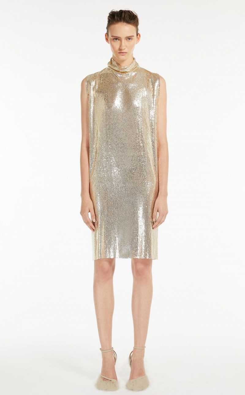 Vestidos Max Mara Metallic-knit With Cut-out Detail Rosa | MMR593284