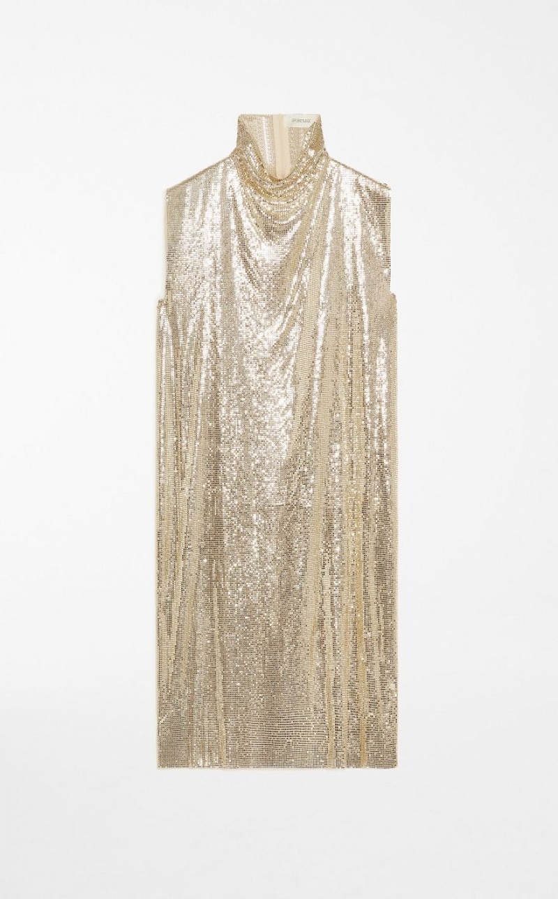 Vestidos Max Mara Metallic-knit With Cut-out Detail Rosa | MMR593284