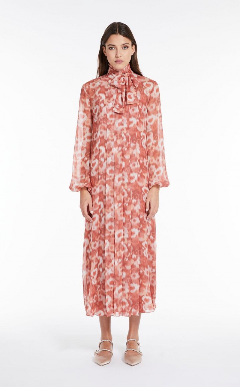 Vestidos Max Mara Printed Georgette Rosa | MMR593326