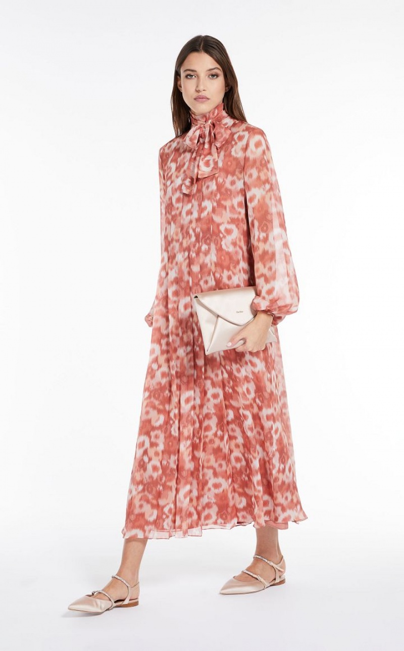 Vestidos Max Mara Printed Georgette Rosa | MMR593326