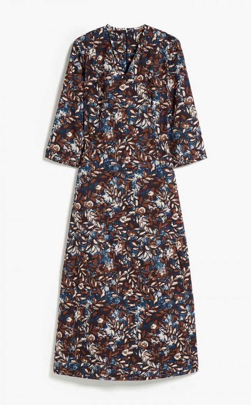 Vestidos Max Mara Printed Poplin Azul Marinho | MMR593308