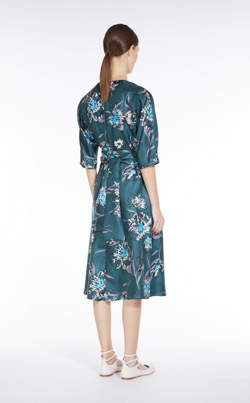 Vestidos Max Mara Printed Silk Verdes | MMR593356