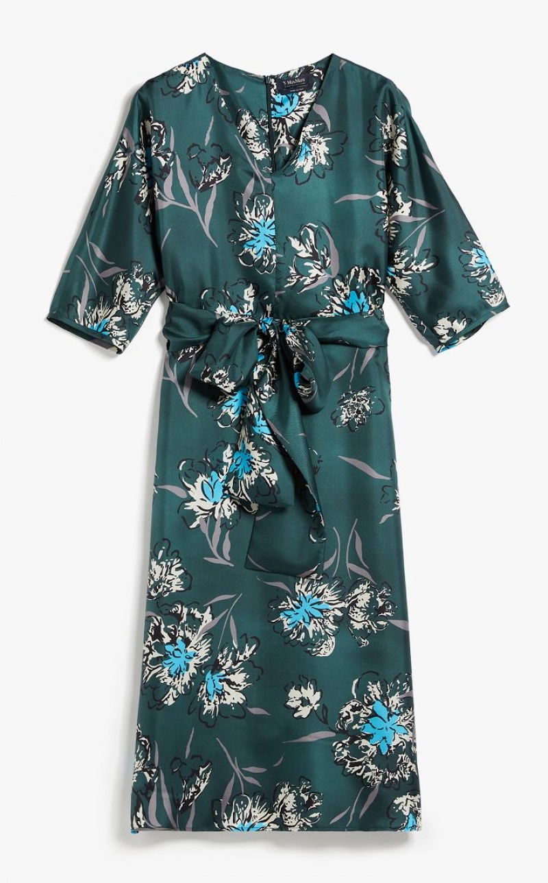 Vestidos Max Mara Printed Silk Verdes | MMR593356