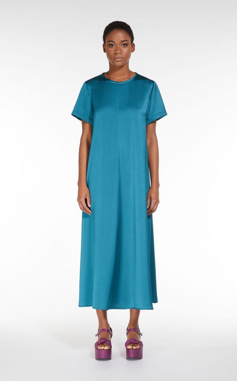 Vestidos Max Mara Satin T-shirt Azul Claro | MMR593372