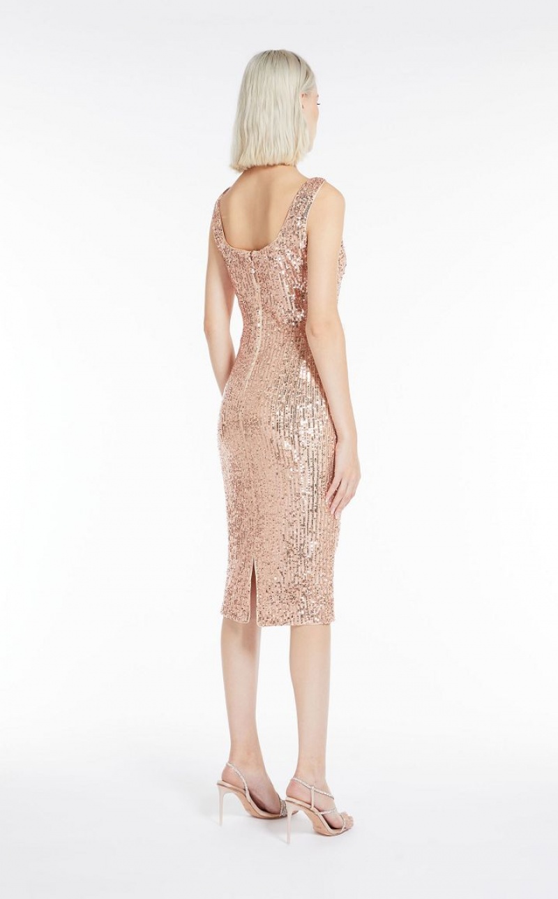 Vestidos Max Mara Sequinned Sheath Luz Rosa | MMR593332